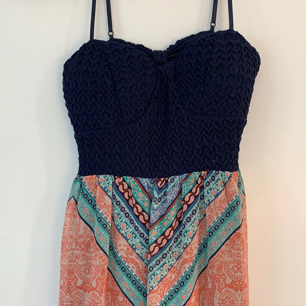 Maxi dress Navy Blue and orange, multicolor M